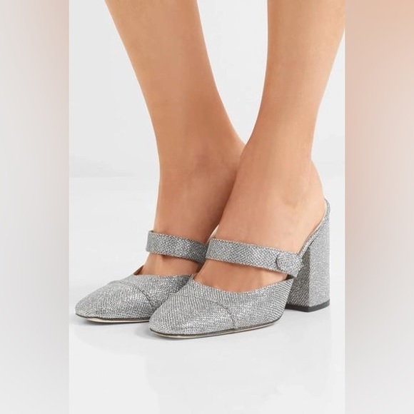 NIB Alexa Chung Block-heel lamé mules - silver - Picture 4 of 10